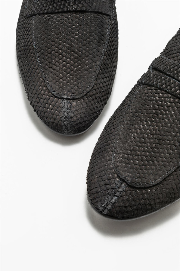 Siyah deri kadın loafer - Elle Shoes