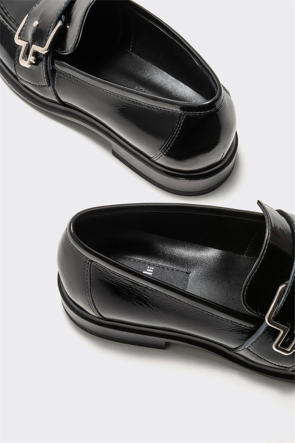 Siyah deri kadın loafer - Elle Shoes
