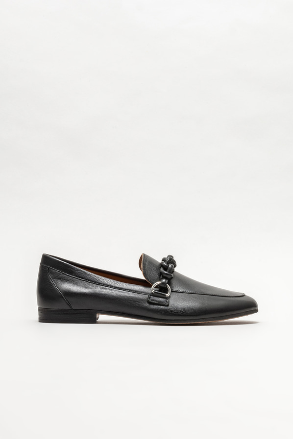 Siyah deri kadın loafer - Elle Shoes