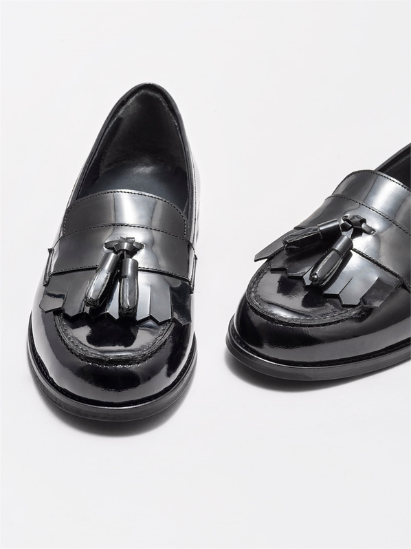 Siyah Deri Kadın Loafer