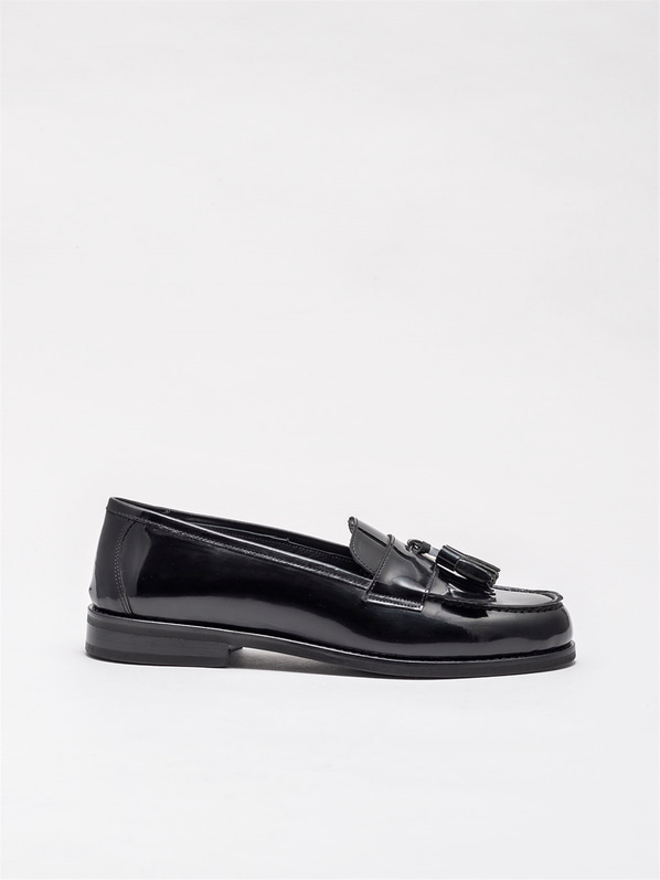Siyah Deri Kadın Loafer