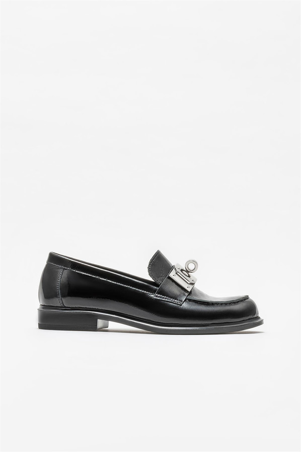 Siyah deri kadın loafer - Elle Shoes