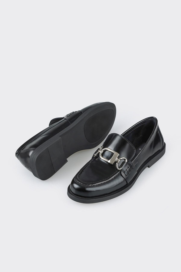 Siyah deri kadın loafer - Elle Shoes
