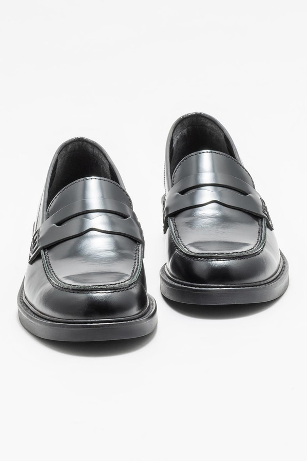 Siyah deri kadın loafer - Elle Shoes