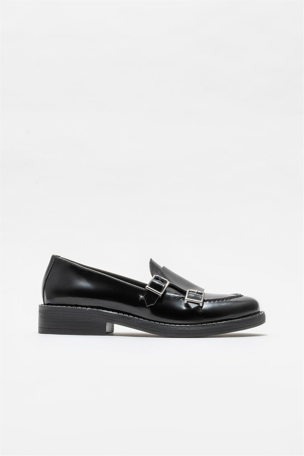 Siyah deri kadın loafer - Elle Shoes