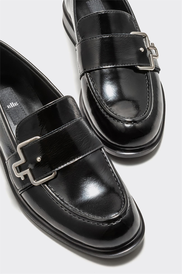 Siyah deri kadın loafer - Elle Shoes