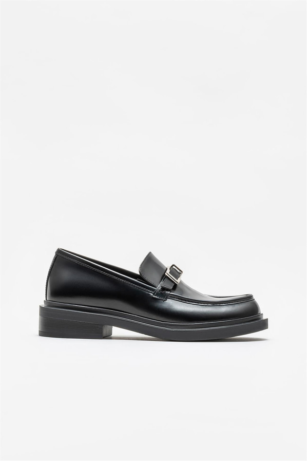 Siyah deri kadın loafer - Elle Shoes