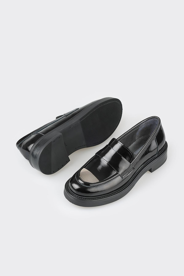 Siyah deri kadın loafer - Elle Shoes