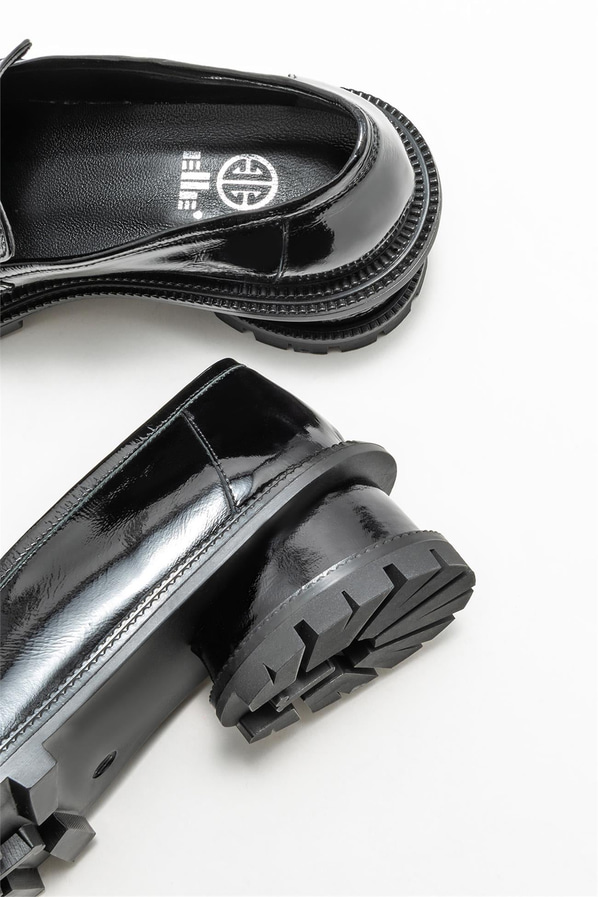 Siyah deri kadın loafer - Elle Shoes