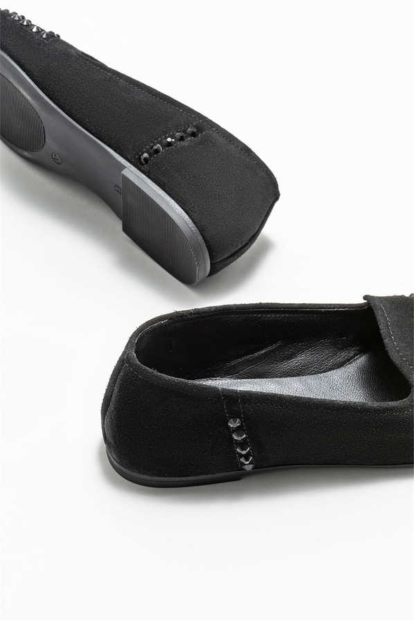 Siyah deri kadın loafer - Elle Shoes