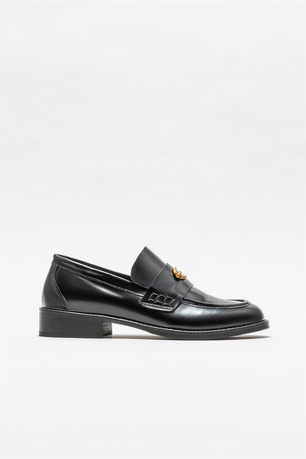Siyah deri kadın loafer - Elle Shoes