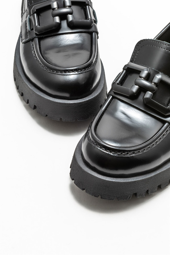 Siyah deri kadın loafer - Elle Shoes