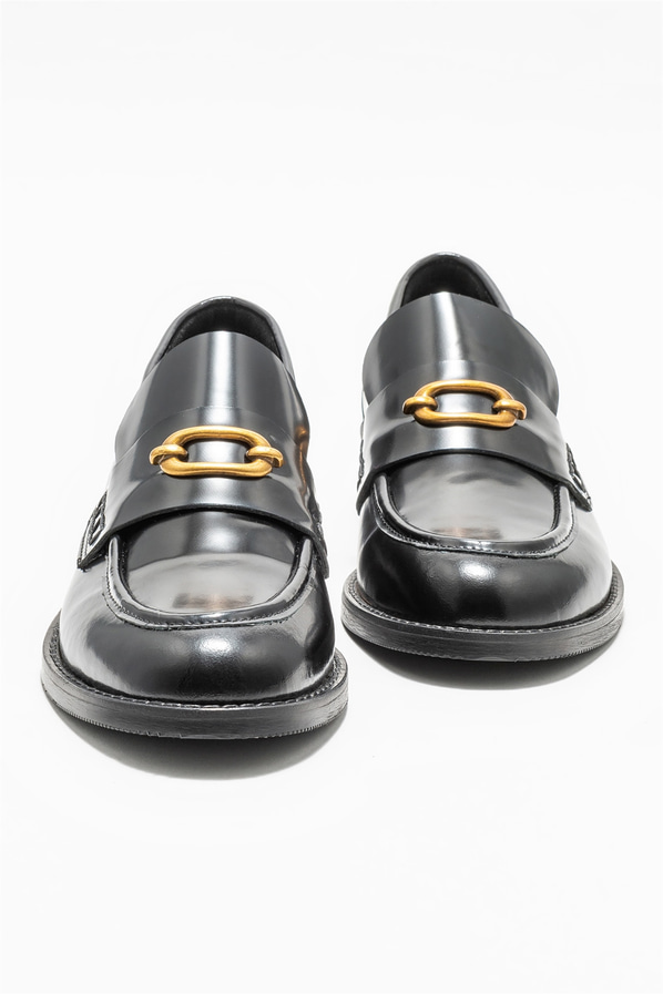Siyah deri kadın loafer - Elle Shoes