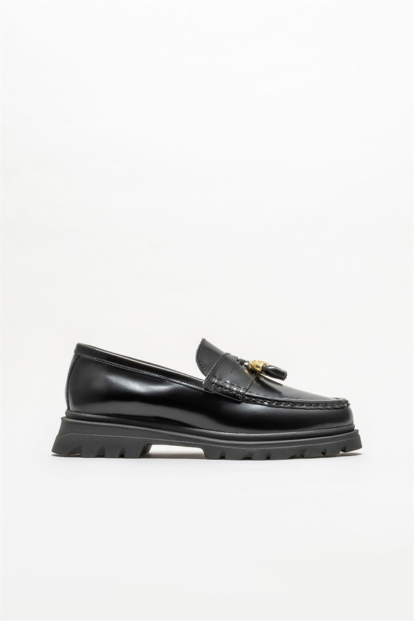 Siyah deri kadın loafer - Elle Shoes