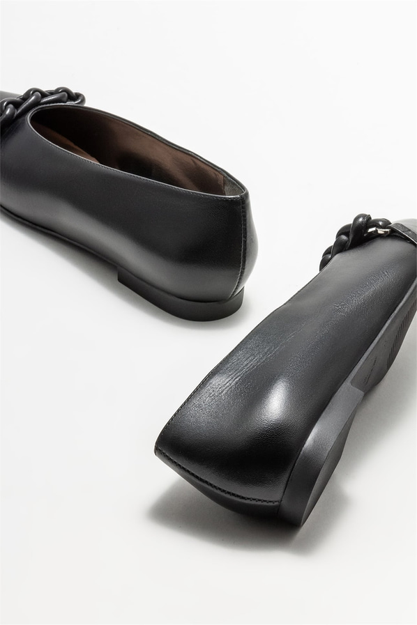 Siyah Deri Kadın Loafer