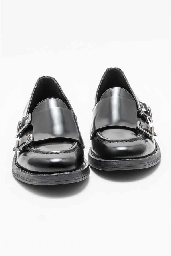 Siyah deri kadın loafer - Elle Shoes
