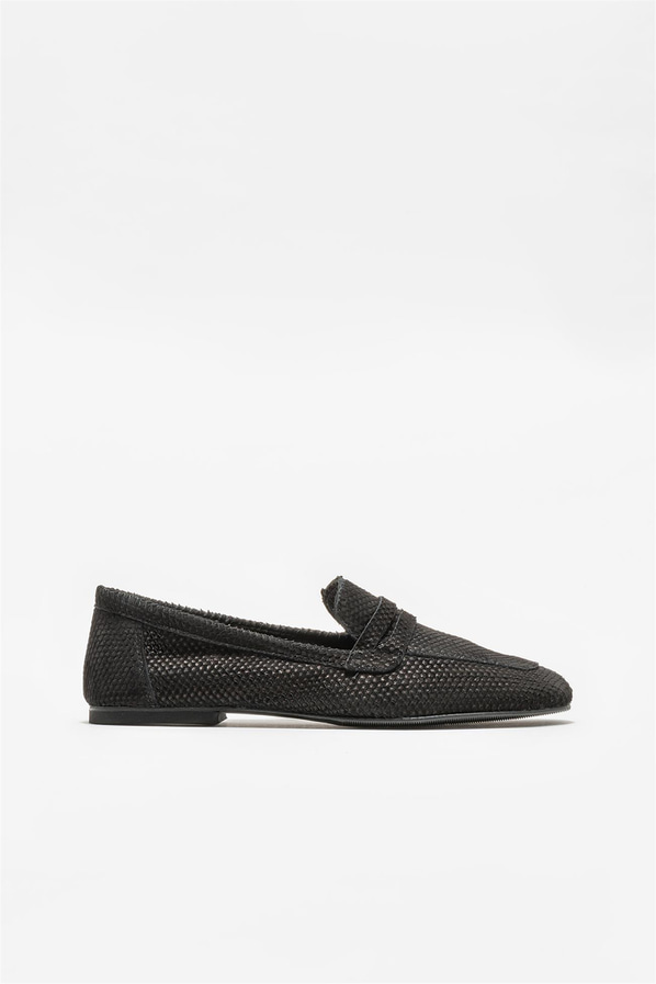 Siyah deri kadın loafer - Elle Shoes