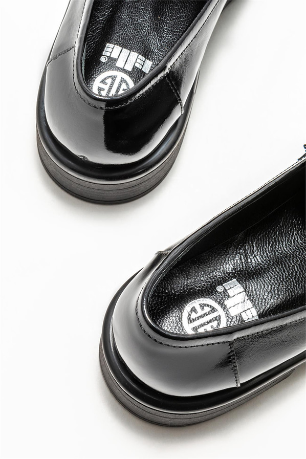Siyah deri kadın loafer - Elle Shoes