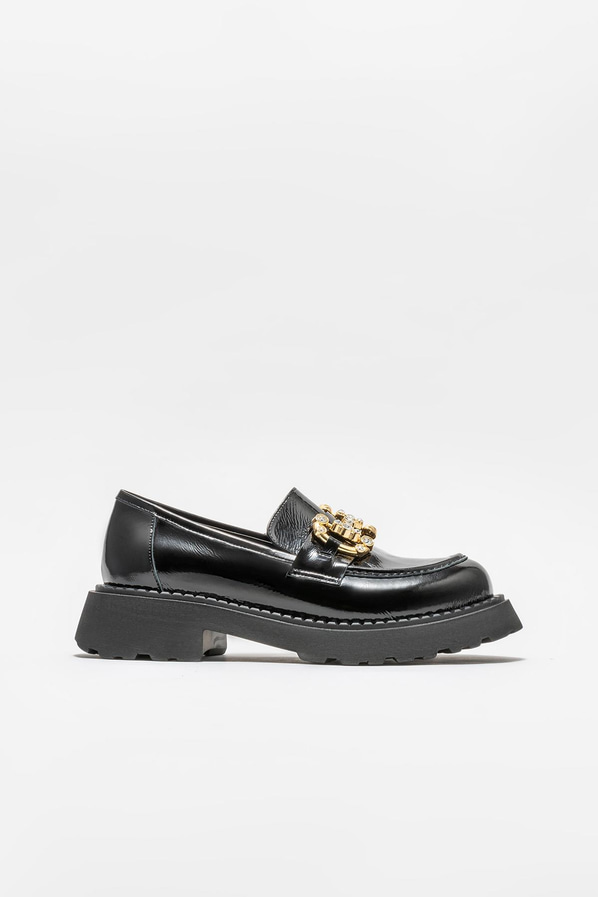 Siyah deri kadın loafer - Elle Shoes