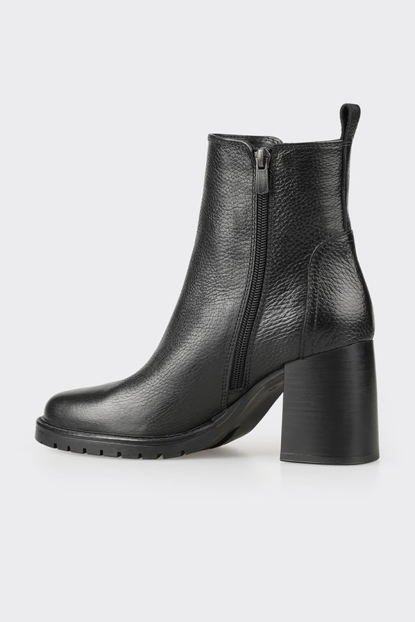 Siyah deri ve süet topuklu kadın bot, rahat kullanım için - Elle Shoes