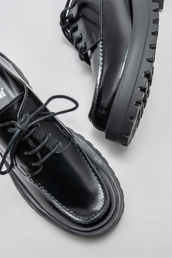 Siyah deri kadın oxford - Elle Shoes
