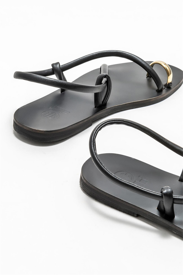 Siyah deri kadın sandalet - Elle Shoes