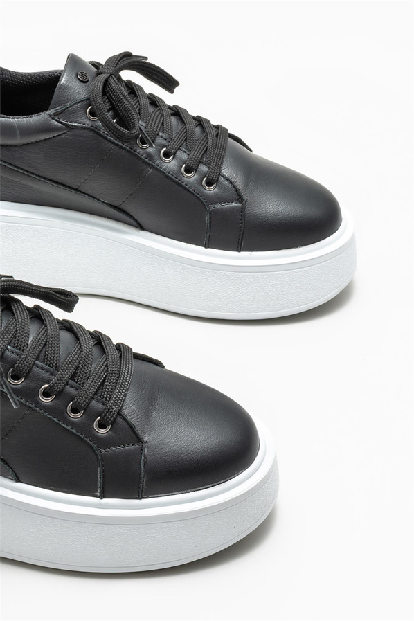 Siyah deri kadın sneaker - Elle Shoes