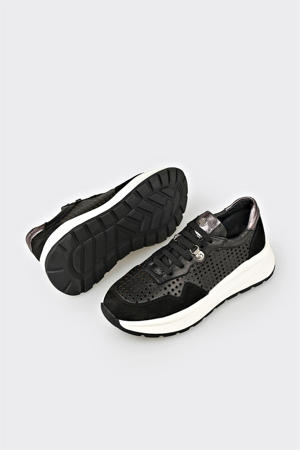 Siyah deri kadın sneaker - Elle Shoes