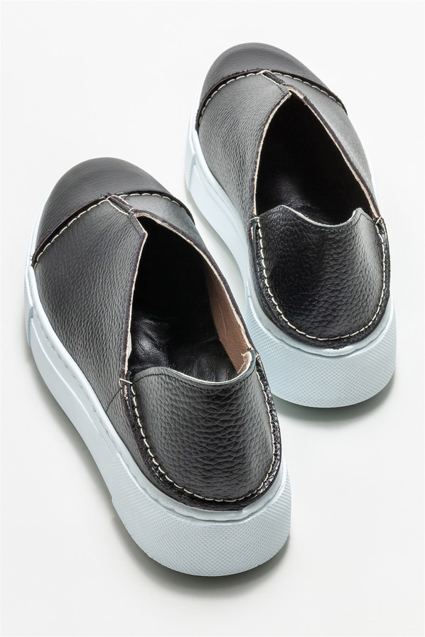Siyah deri kadın spor ayakkabı - Elle Shoes