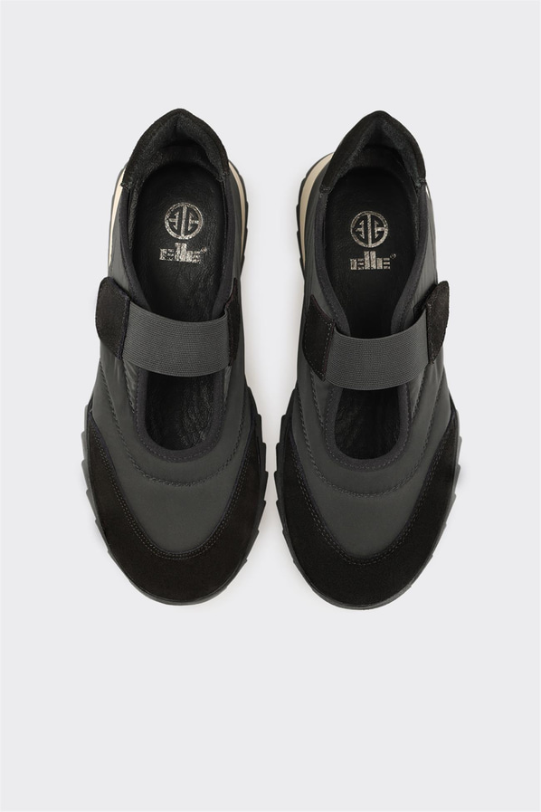 Siyah Deri Kadın Spor Ayakkabı