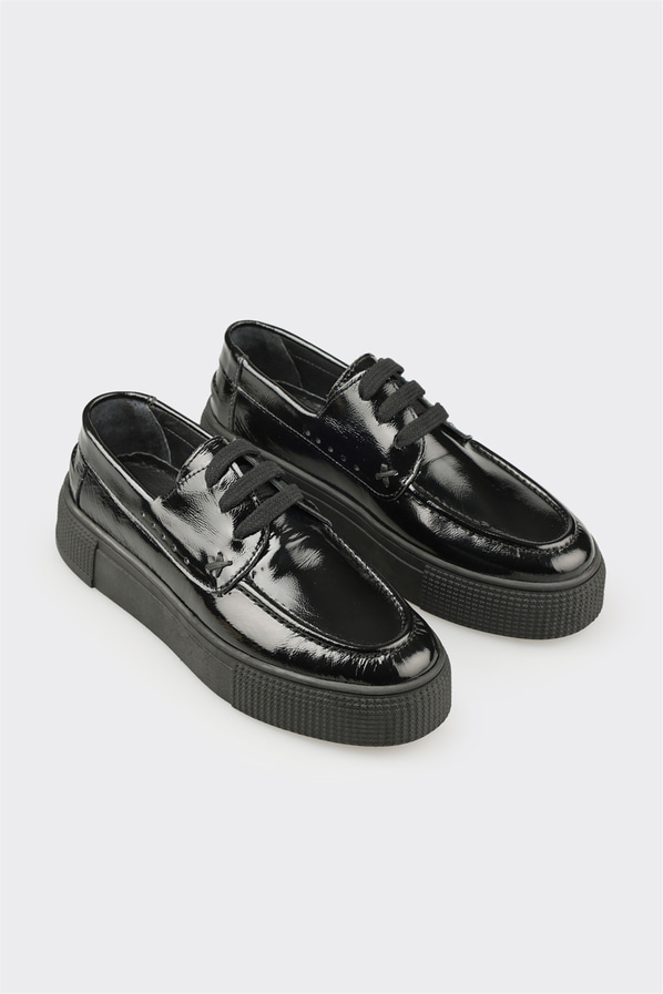 Siyah deri kadın sneaker - Elle Shoes