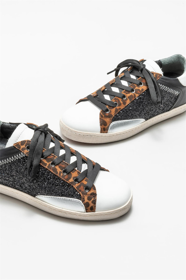 Siyah deri kadın sneaker - Elle Shoes
