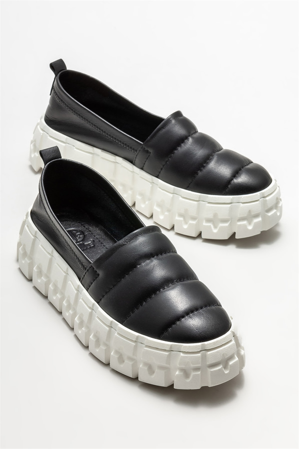 Siyah deri kadın spor ayakkabı - Elle Shoes