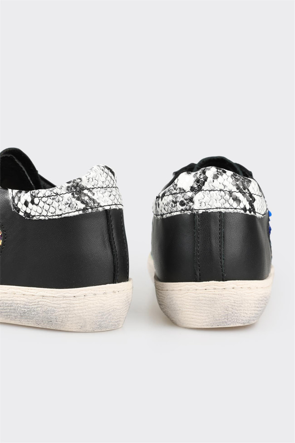Siyah deri kadın sneaker - Elle Shoes