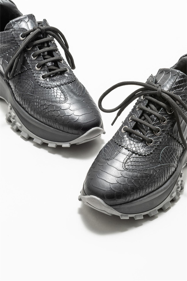 Siyah deri kadın sneaker - Elle Shoes