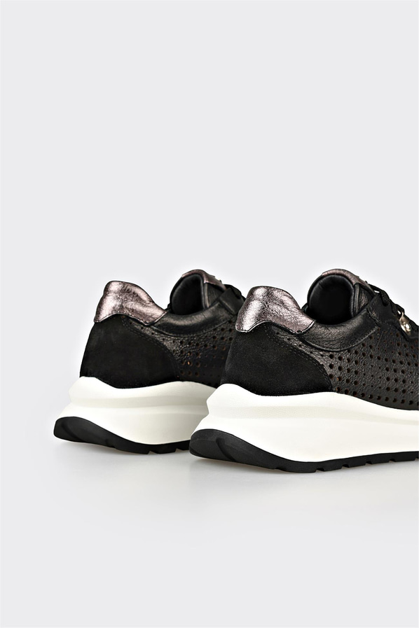 Siyah deri kadın sneaker - Elle Shoes