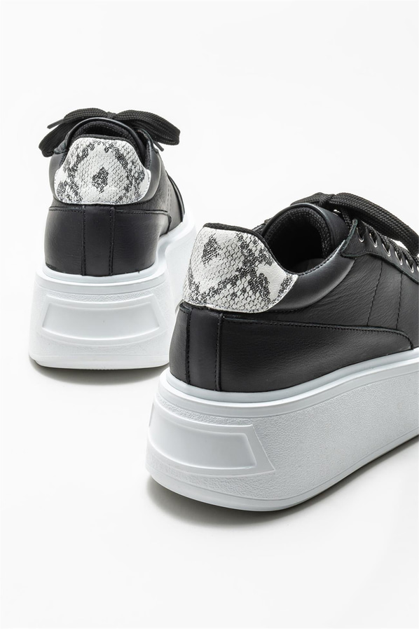 Siyah deri kadın sneaker - Elle Shoes