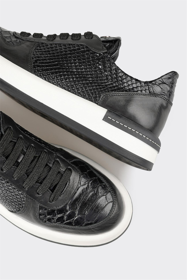 Siyah çok renkli deri kadın sneaker - Elle Shoes