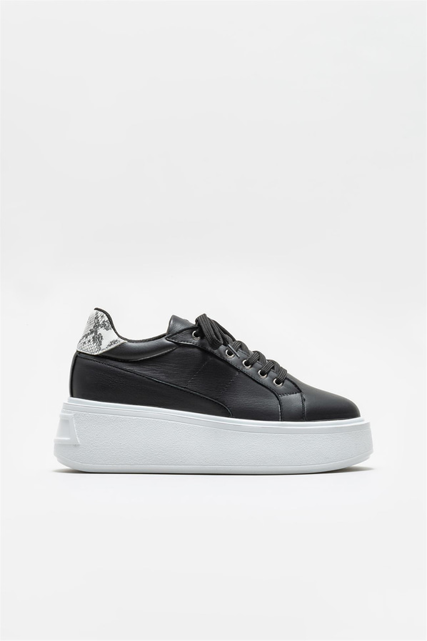 Siyah deri kadın sneaker - Elle Shoes
