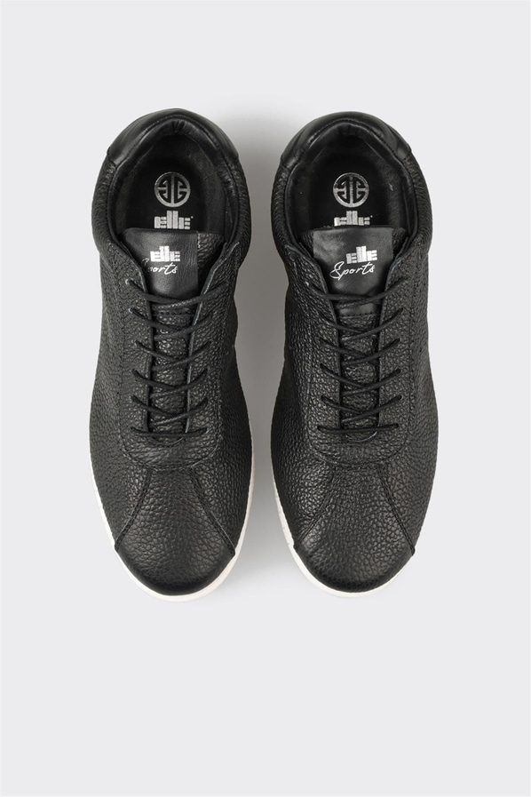 Siyah deri kadın sneaker, rahat kullanım için - Elle Shoes