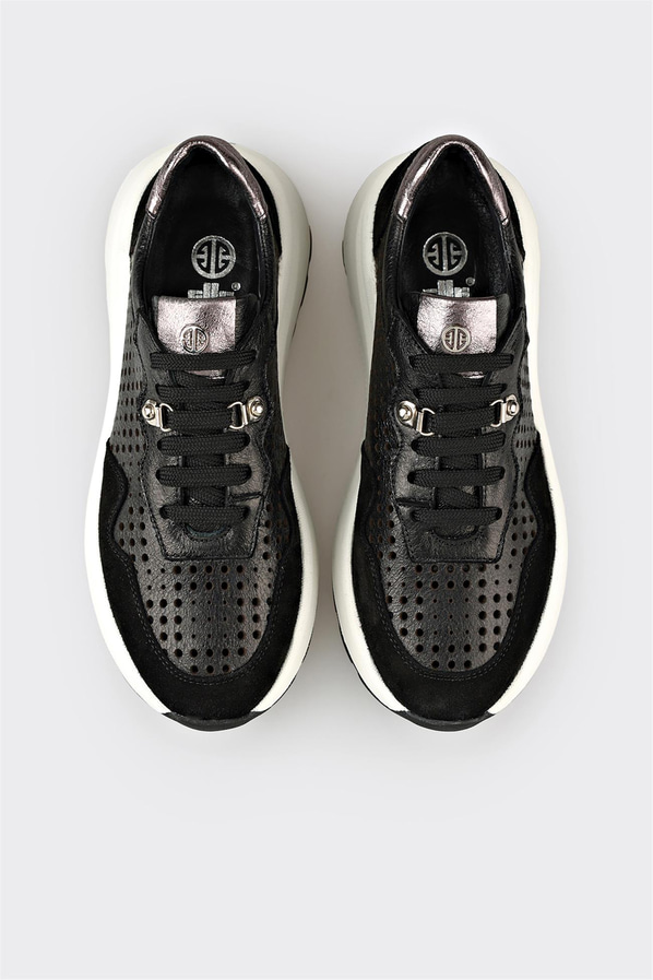 Siyah deri kadın sneaker - Elle Shoes