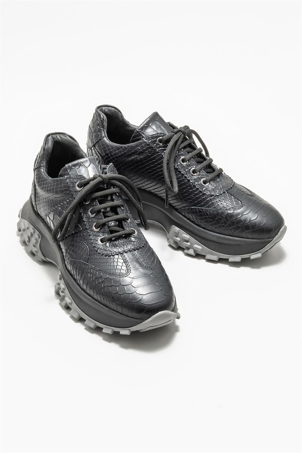 Siyah deri kadın sneaker - Elle Shoes