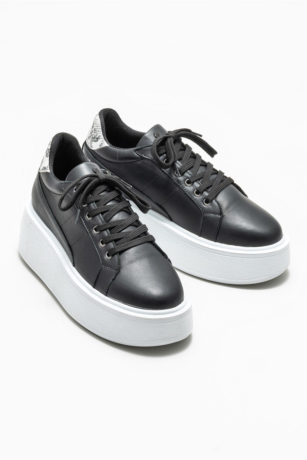 Siyah deri kadın sneaker - Elle Shoes
