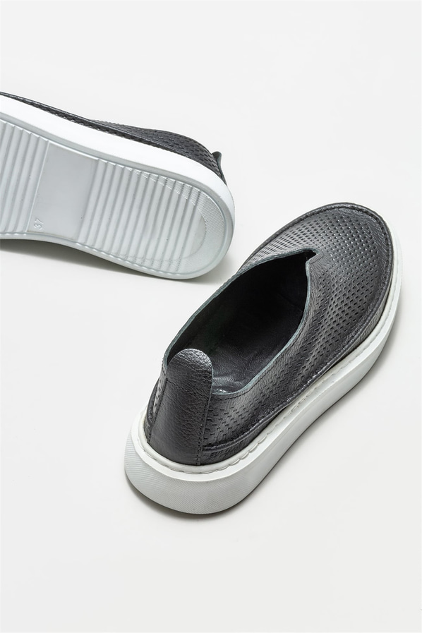 Siyah deri kadın spor ayakkabı - Elle Shoes
