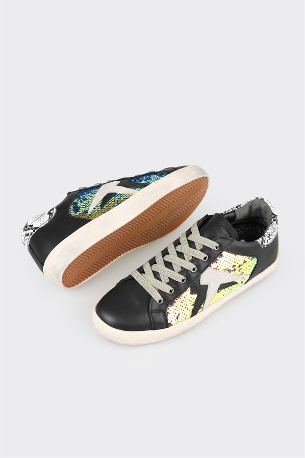 Siyah deri kadın sneaker - Elle Shoes