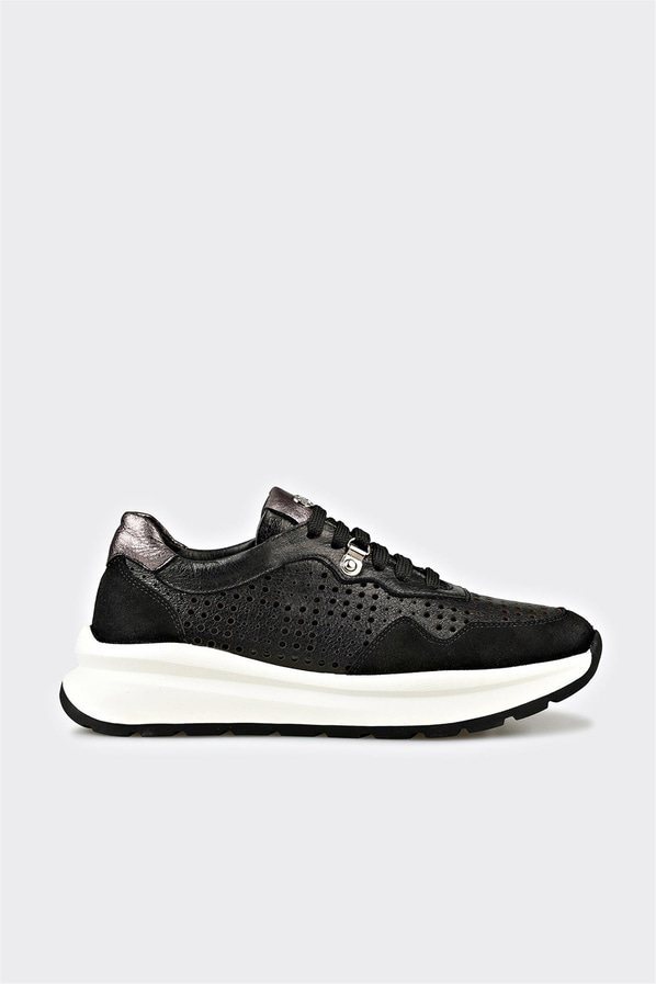 Siyah deri kadın sneaker - Elle Shoes