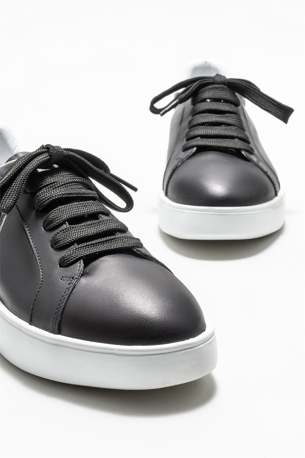 Siyah deri kadın sneaker - Elle Shoes