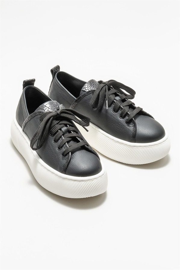 Siyah deri kadın sneaker - Elle Shoes