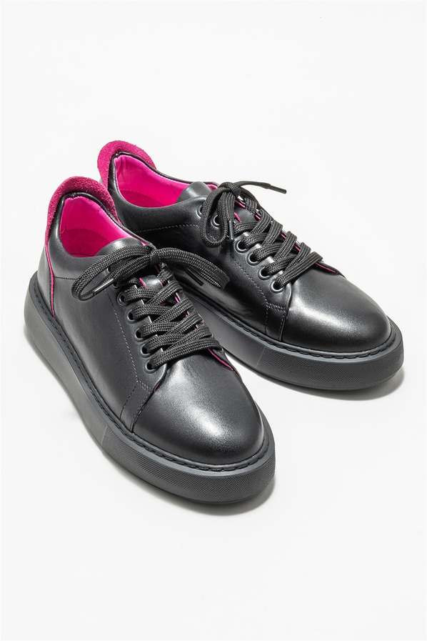 Siyah deri kadın sneaker - Elle Shoes