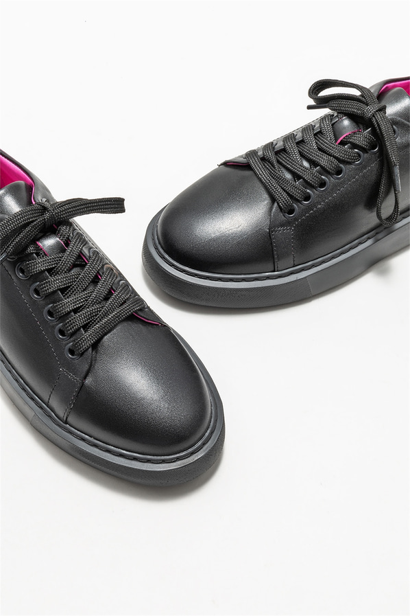 Siyah deri kadın sneaker - Elle Shoes